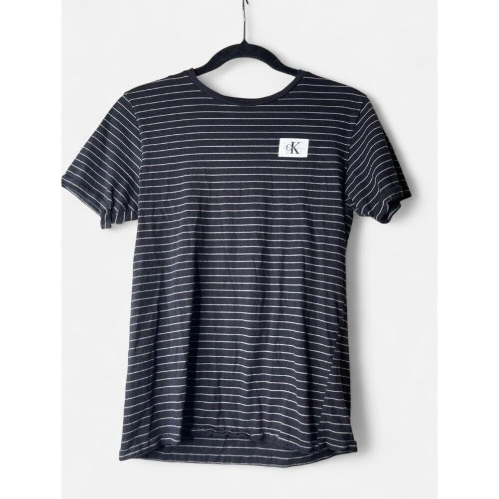 Calvin‎ Klein Grey Striped Short Sleeve Shirt